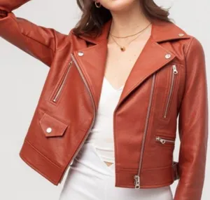 Love Tree Women's Rust Brown Faux Leather Jacket. Size-Large thumbnail 1