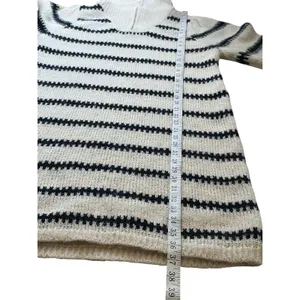 Pieces Womens Striped Quarter‎ Zip Sweater Dress Cream Black S Balloon Sleeve thumbnail 7