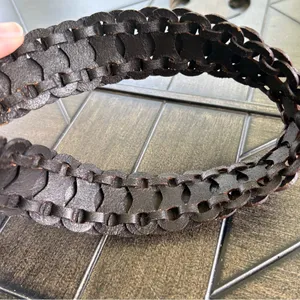 Antonio Melani ladies genuine leather braided boho belt size medium gold buckle thumbnail 5