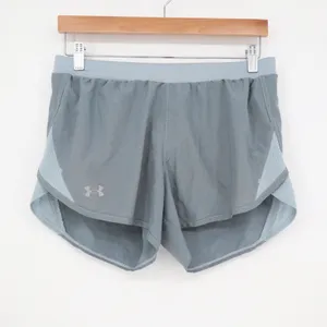 Under Armour Shorts Womens Medium HeatGear Fly By Gray Mesh Active Excellent thumbnail 2