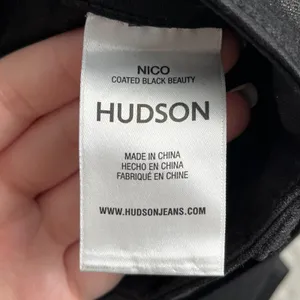 Hudson Nico Coated Black Beauty Straight Jeans Women's 25 Mid Rise Ankle Slit thumbnail 4