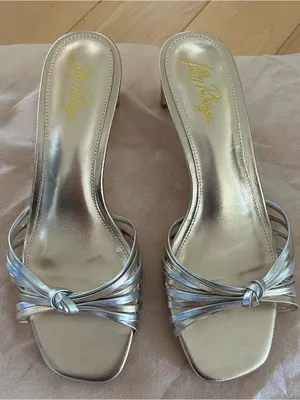 Lilly Pulitzer Gold Silver Cora Mini Heel Sandal Size 7.5 thumbnail 2