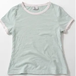 H&M Divided Baby Tee Light Blue Pink Ringer Trim Y2K Coquette S thumbnail 5