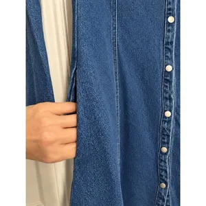 Sunday Edition Lace-Up Denim Mini Dress Blue Long Sleeve Western NWT Small thumbnail 3