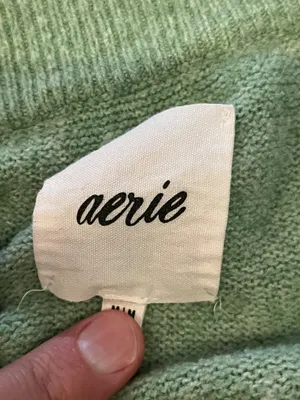 Aerie Sweater Womens Medium Green V Neck Relaxed Knit Pullover Cozy Oversized thumbnail 8