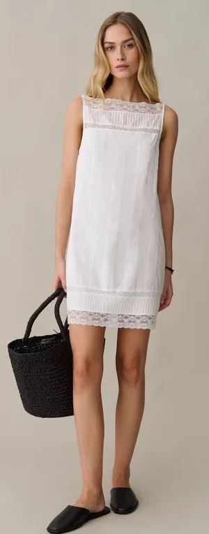 Sorella Size S Lyla White Cotton Lace Trim Mini Dress Few Moda thumbnail 1