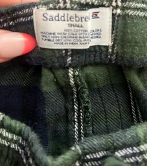 Saddlebred Small PJ Pants Green and Blue Plaid thumbnail 3