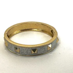 Silver and gold tone spiked bangle bracelet thumbnail 6