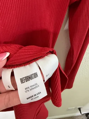 Reformation Sammi Ribbed Mock Neck Mini Dress Red Womens Size S‎ thumbnail 6