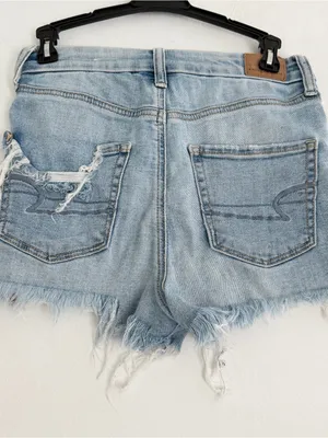 American Eagle Outfitters Light Wash Distressed Denim Shorts thumbnail 7