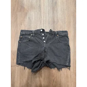 Levis 501 Original Womens Cutoff Denim Shorts Faded‎ Black Button Fly Size 29 thumbnail 2