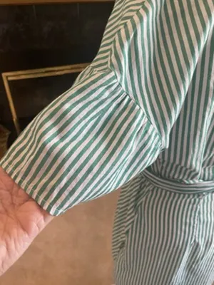 Velvet Tees Velvet by Graham & Spencer Jayel Cotton Stripe‎ Wrap Dress Green Wrap Size XS thumbnail 9