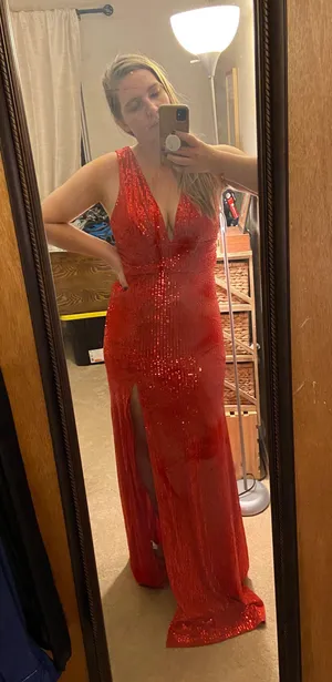 Red Prom Dress Size L thumbnail 1