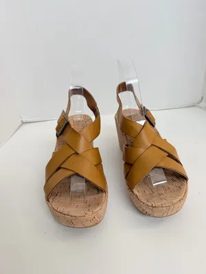 Korks Nova Sandals Wedge Lightweight Travel Comfort Boho Mustard Yellow Camel thumbnail 2