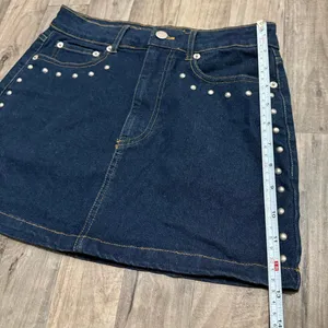 Altar’d State Studded Denim Mini Skirt Dark Wash NWOT Size Small thumbnail 4