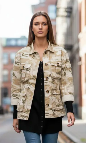 NWT Bershka natural camo army jacket in beige thumbnail 1
