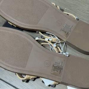 A New Day Hollis Tan Studded Strappy Flat Sandals Silver Studs Women 8 NWT thumbnail 6