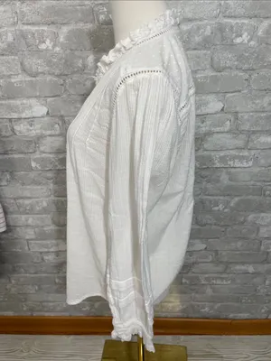 Faherty Ivory Ruffle Collar Button-Front Blouse thumbnail 3