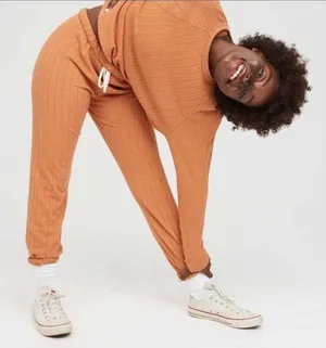 Aerie Offline Orange Brown Cozy Class Fold Over Jogger Sz.M NWT thumbnail 1