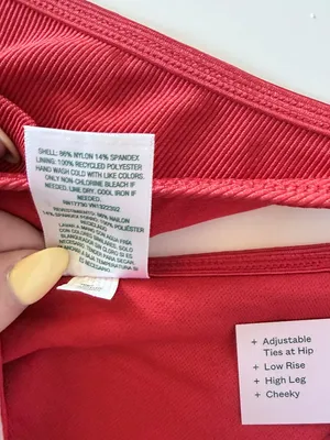 NWT Wild Fable Shiny Star Charm Side Tie String Bikini Bottom Red Small 4-6 thumbnail 3