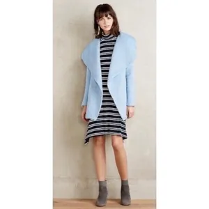 Anthropologie MAEVE Navy Blue White Striped Turtleneck‎ Jersey Knit Dress Small thumbnail 11