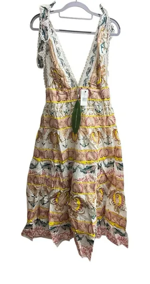 Farm Rio Women’s Maritime Magic Cotton Midi Sleeveless Dress Small New $280 thumbnail 1