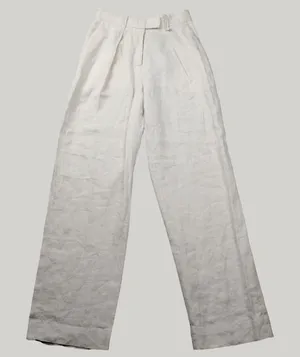 ARKET Linen Pleated Wide Leg Trousers 34 Beige 100% Linen Minimalist 1063502-001 thumbnail 1