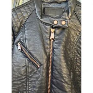 Marc New York Andrew Marc Black Faux Leather Moto Jacket Rose Gold Hardware M‎ thumbnail 10