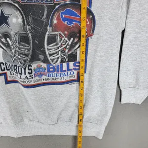 Tultex Vintage Buffalo Bills Dallas Cowboys Super Bowl Crew Neck Sz XL Gray 1993 Helmet thumbnail 7