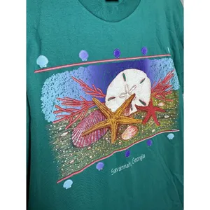 Vintage Best‎ Large T-Shirt Savannah Georgia Single Stitch Green Shells Beach thumbnail 8