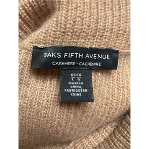 Saks Fifth Avenue Cashmere Sleeveless Ribbed Turtleneck Sweater Beige Oatmeal L thumbnail 3