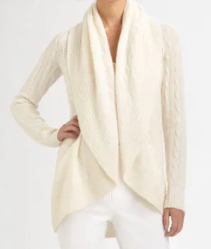 Ralph Lauren Black Label Circle Cable Knit Cardigan 100% Cashmere thumbnail 2