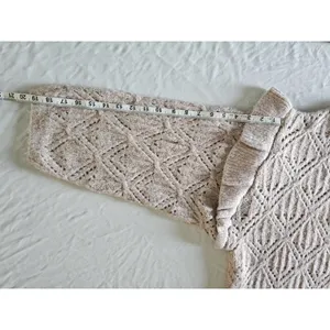 Old Navy Sweater Sz 4X Pointelle Knit Ruffle Trim Metallic Oatmeal Cozy‎ thumbnail 6