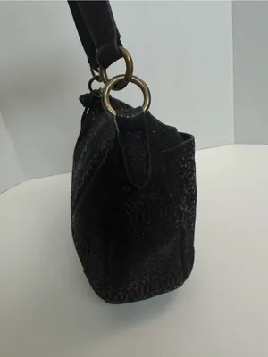 Frye Melissa Purse Crossbody Handbag Convertible Leather Reptile Black Bronze thumbnail 8