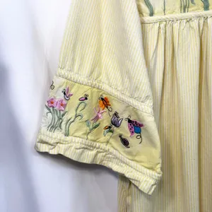 VTG Quacker Factory XL Nightgown‎ Yellow Embroidered Butterfly Cottagecore 411 thumbnail 4