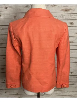 J.Crew coral linen-cotton textured structured collar cropped jacket Size 10 thumbnail 6