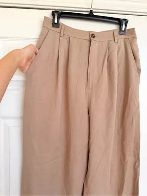 Reformation Mason Wide-Leg‎ High-Rise Trousers Pants in Beige Tan Size 8 thumbnail 6
