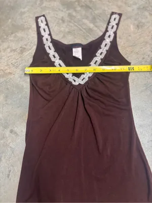 Candy Rain Chocolate Brown Y2K Tank Top Sequin Chain Neckline Womens Small thumbnail 5