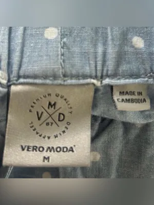 VERO MODA Pocket Shorts Blue White Polka Dot M Bow thumbnail 2