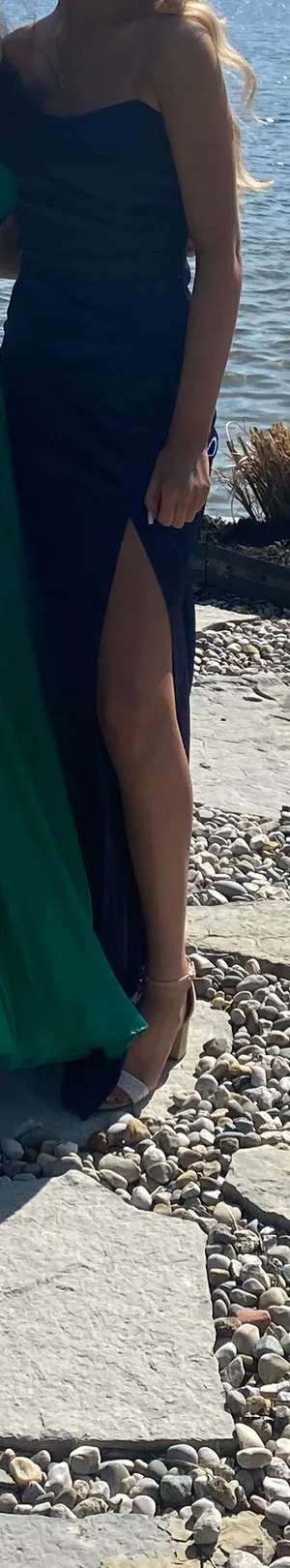 Windsor Navy Blue Strapless Dress thumbnail 3