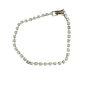 Vtg Silver Tone Tennis Bracelet Clear Rhinestones Prong Set Fold Over 8" Estate thumbnail 2