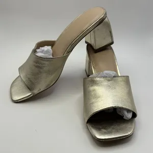 FARYL by Farylrobin Womens Size 7.5 Pip Gold Metallic Sandals Leather Block Heel thumbnail 5