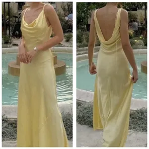 Zara Butter Yellow Satin Cowl Neck Midi Slip Dress Size Large Cocktail Wedding thumbnail 2