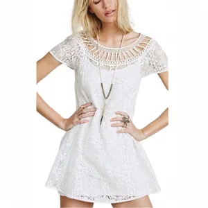Free People Holy Mountain Mini Floral Crochet Dress Ivory Cottagecore Coquette thumbnail 13