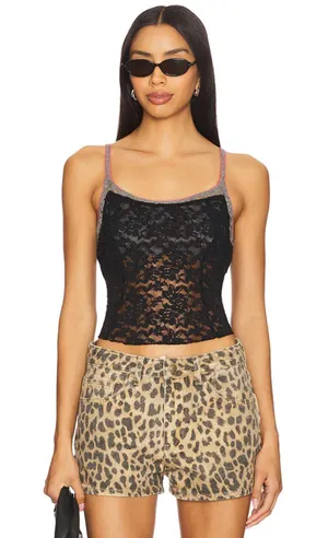 Free People All Day Lace Cami in After Dark thumbnail 1