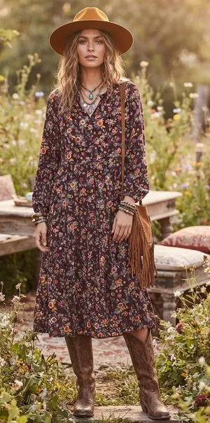 🌸OLD NAVY Floral Tiered Ditsy Midi Swing Dress Boho Size M thumbnail 1