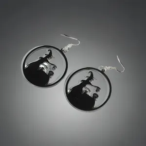 Witch Skulls Gothic Style Black Round‎ Acrylic Fashion Earrings thumbnail 2