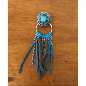 Justin Boots Turquoise Concho Fringe Earrings Western Cowgirl Boho Statement NWT thumbnail 8