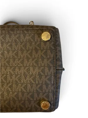 Michael Kors Teagen Large Logo Shoulder Bag Brown MK Monogram EUC purse handbag thumbnail 5