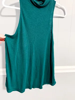 Free People Topanga Forest Green Sleeveless Turtleneck Top thumbnail 8